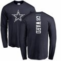 Dallas Cowboys #51 Jihad Ward Navy Blue Backer Long Sleeve T-Shirt