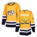 Nashville Predators #92 Ryan Johansen Authentic Gold Drift Fashion NHL Jersey