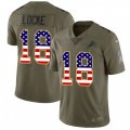 Detroit Lions #18 Jeff Locke Limited Olive USA Flag Salute to Service NFL Jersey
