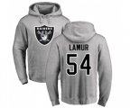 Oakland Raiders #54 Emmanuel Lamur Ash Name & Number Logo Pullover Hoodie