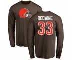 Cleveland Browns #33 Sheldrick Redwine Brown Name & Number Logo Long Sleeve T-Shirt