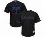 Miami Marlins #22 Sandy Alcantara Replica Black Alternate 2 Cool Base Baseball Jersey