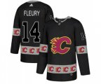 Calgary Flames #14 Theoren Fleury Authentic Black Team Logo Fashion Hockey Jersey