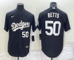 Los Angeles Dodgers #50 Mookie Betts Number Black Turn Back The Clock Stitched Cool Base Jersey