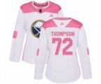 Women Adidas Buffalo Sabres #72 Tage Thompson Authentic White Pink Fashion NHL Jersey