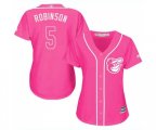 Women's Baltimore Orioles #5 Brooks Robinson Authentic Pink Fashion Cool Base Baseball Jersey