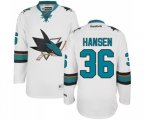 Reebok San Jose Sharks #36 Jannik Hansen Authentic White Away NHL Jersey