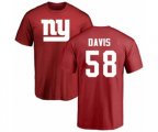 New York Giants #58 Tae Davis Red Name & Number Logo T-Shirt