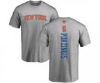 New York Knicks #6 Kristaps Porzingis Ash Backer T-Shirt