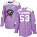 Columbus Blue Jackets #53 Gabriel Carlsson Authentic Purple Fights Cancer Practice NHL Jersey