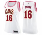 Women's Cleveland Cavaliers #16 Cedi Osman Swingman White Pink Fashion Basketball Jersey