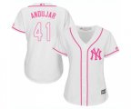 Women's New York Yankees #41 Miguel Andujar Authentic White Fashion Cool Base Baseball Jersey