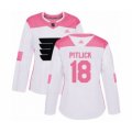 Women Philadelphia Flyers #18 Tyler Pitlick Authentic White Pink Fashion Hockey Jersey