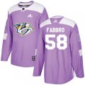 Nashville Predators #58 Dante Fabbro Authentic Purple Fights Cancer Practice NHL Jersey