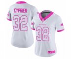 Women Atlanta Falcons #32 Johnathan Cyprien Limited White Pink Rush Fashion Football Jersey
