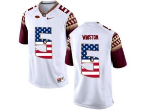 2016 US Flag Fashion-2016 Men\'s Florida State Seminoles Jameis Winston #5 College Football Limited Jersey - White