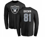 Oakland Raiders #81 Tim Brown Black Name & Number Logo Long Sleeve T-Shirt