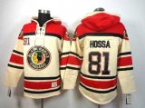 Chicago Blackhawks #81 Marian Hossa Cream-Red pullover hooded