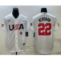 USA Baseball #22 Clayton Kershaw 2023 White World Baseball Classic Stitched Jersey
