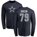 Dallas Cowboys #79 Chaz Green Navy Blue Name & Number Logo Long Sleeve T-Shirt