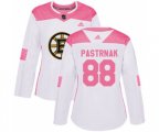 Women Boston Bruins #88 David Pastrnak Authentic White Pink Fashion Hockey Jersey