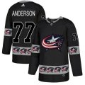 Columbus Blue Jackets #77 Josh Anderson Authentic Black Team Logo Fashion NHL Jersey