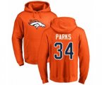 Denver Broncos #34 Will Parks Orange Name & Number Logo Pullover Hoodie