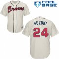 Atlanta Braves #24 Kurt Suzuki Replica Cream Alternate 2 Cool Base MLB Jersey