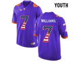 2016 US Flag Fashion Youth Clemson Tigers Mike Williams #7 College Football Limited Jersey - Purple