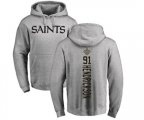 New Orleans Saints #91 Trey Hendrickson Ash Backer Pullover Hoodie