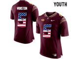2016 US Flag Fashion-2016 Youth Florida State Seminoles Jameis Winston #5 College Football Limited Jersey - Red