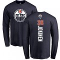 Edmonton Oilers #36 Jussi Jokinen Navy Blue Backer Long Sleeve T-Shirt