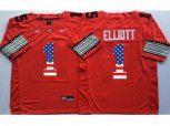 Ohio State Buckeyes #1 B.Miller Red USA Flag College Jersey