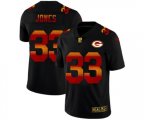 Green Bay Packers #33 Aaron Jones Black Red Orange Stripe Vapor Limited NFL Jersey