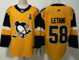 Pittsburgh Penguins #58 Kris Letang Yellow Third Stitched NHL Jersey
