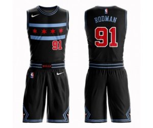 Chicago Bulls #91 Dennis Rodman Swingman Black Basketball Suit Jersey - City Edition