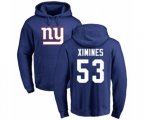 New York Giants #53 Oshane Ximines Royal Blue Name & Number Logo Pullover Hoodie