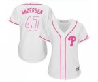 Women's Philadelphia Phillies #47 Larry Andersen Authentic White Fashion Cool Base Baseball Jersey