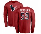 Houston Texans #59 Whitney Mercilus Red Name & Number Logo Long Sleeve T-Shirt