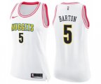 Women's Denver Nuggets #5 Will Barton Swingman White Pink Fashion Basketball Jersey