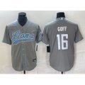 Detroit Lions #16 Jared Goff Gray Cool Base Stitched Baseball Jersey