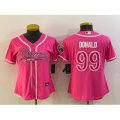 Women Los Angeles Rams #99 Aaron Donald Pink With Patch Cool Base Stitched Baseball Jersey