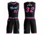 Miami Heat #32 Shaquille O'Neal Authentic Black Basketball Suit Jersey - City Edition