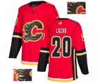 Calgary Flames #20 Curtis Lazar Authentic Red Fashion Gold Hockey Jersey