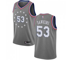Philadelphia 76ers #53 Darryl Dawkins Swingman Gray Basketball Jersey - City Edition