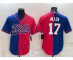 Buffalo Bills #17 Josh Allen Royal Red Split With Patch Cool Base Stitched Baseball Jersey