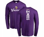 Minnesota Vikings #84 Randy Moss Purple Backer Long Sleeve T-Shirt