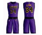 Los Angeles Lakers #34 Shaquille O'Neal Swingman Purple Basketball Suit Jersey - City Edition