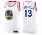 Women's Golden State Warriors #13 Wilt Chamberlain Swingman White Pink Fashion Basketball Jersey