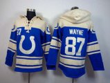 Indianapolis Colts #87 Reggie wayne cream-blue[pullover hooded sweatshirt]